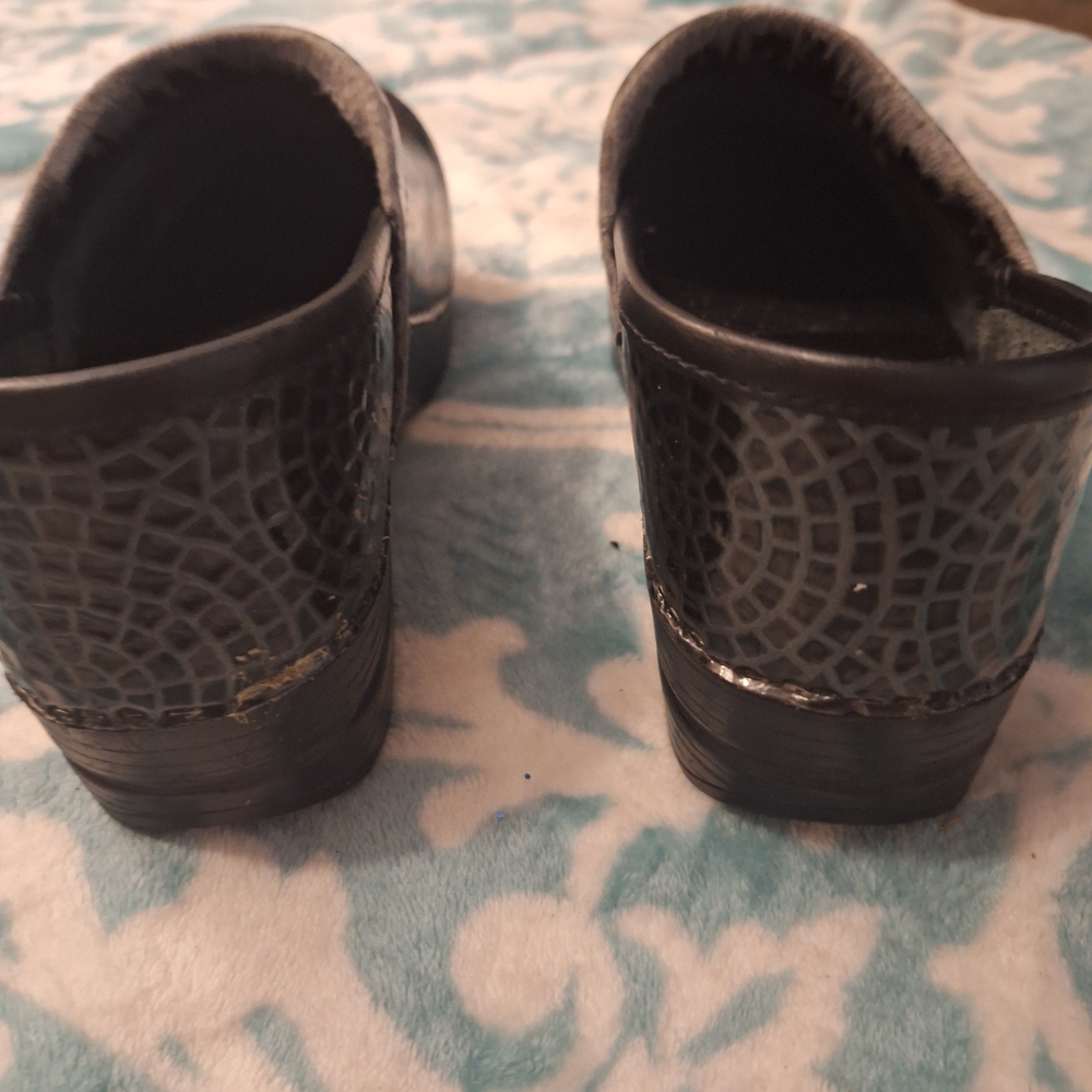 Black And Silver Patterned Clogs - image 4